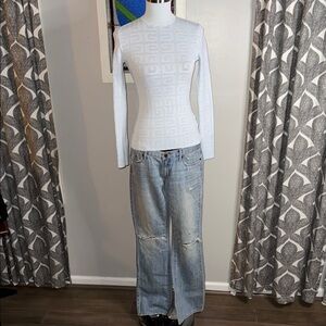 Abercrombie & Fitch Emma Light Wash Ripped Boot Cut Jeans